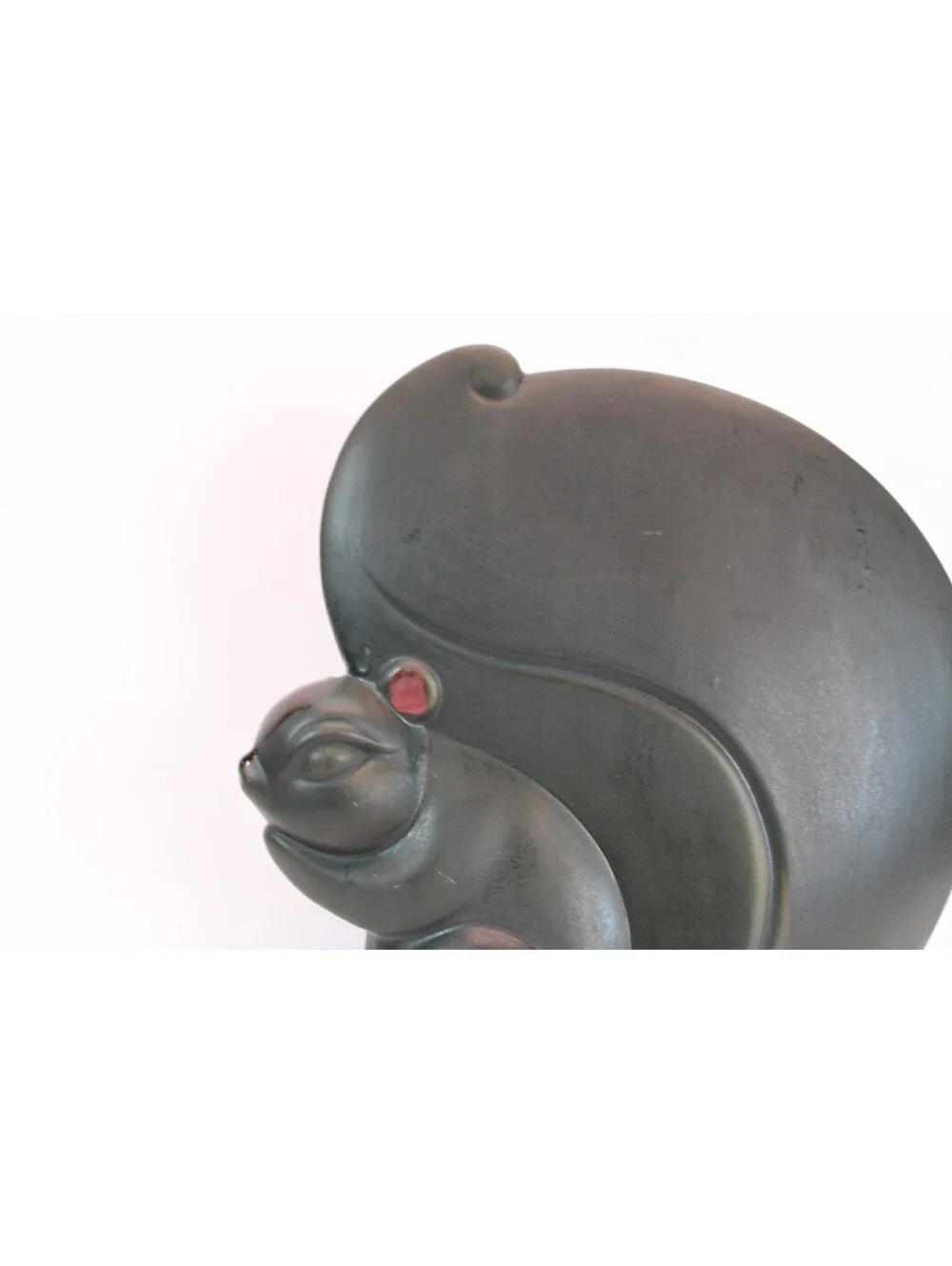Lg MCM Ceramic Squirrel Figurine Matte Black 10